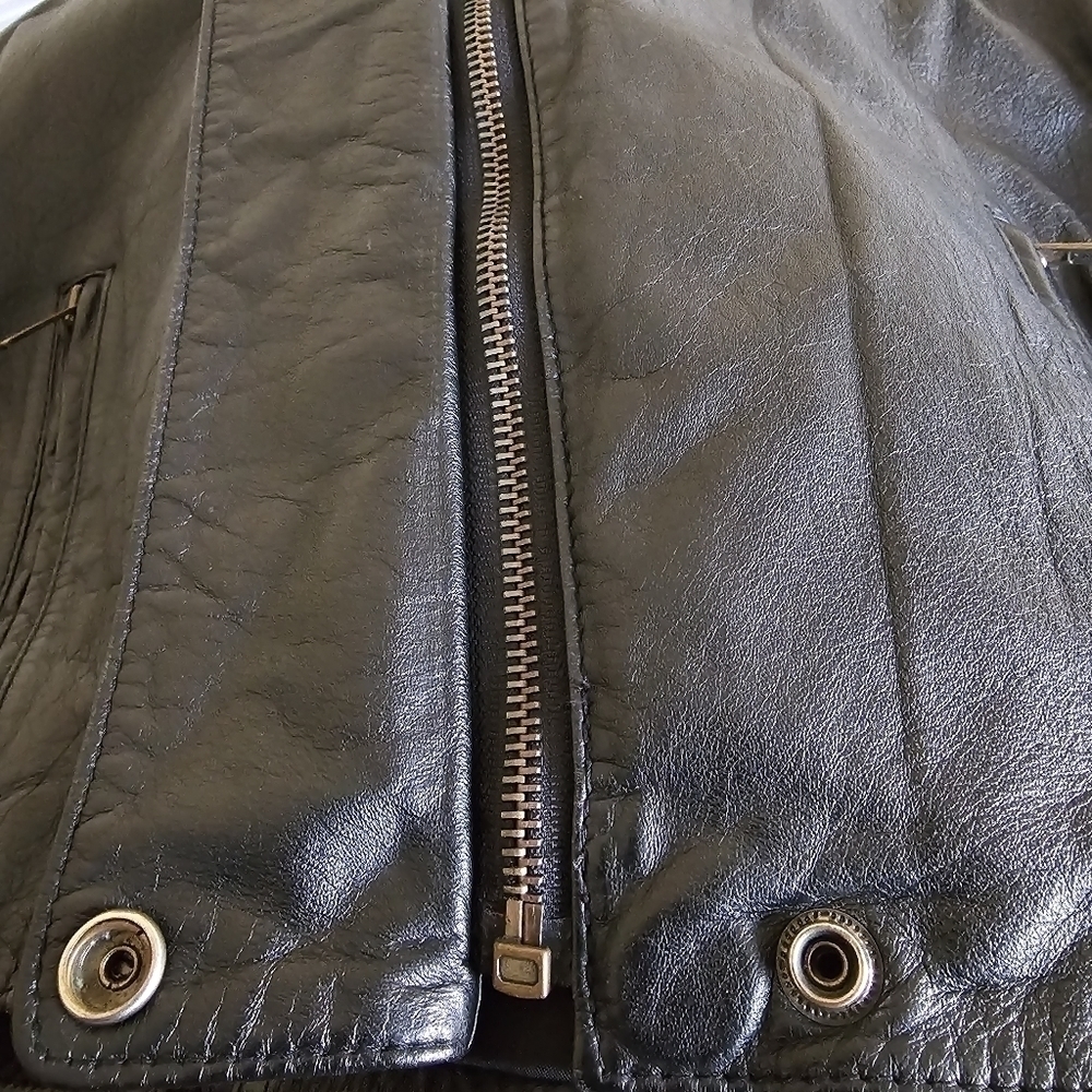 Nordstrom BP. Women's Black Leather Moto Jacket Coat Size Medium - Picture 5 of 14